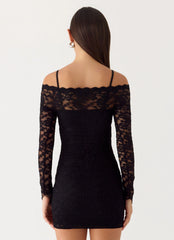 Mini-robe en dentelle Just This Once - Noir