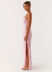 Robe longue perlée Bright Lights - Rose