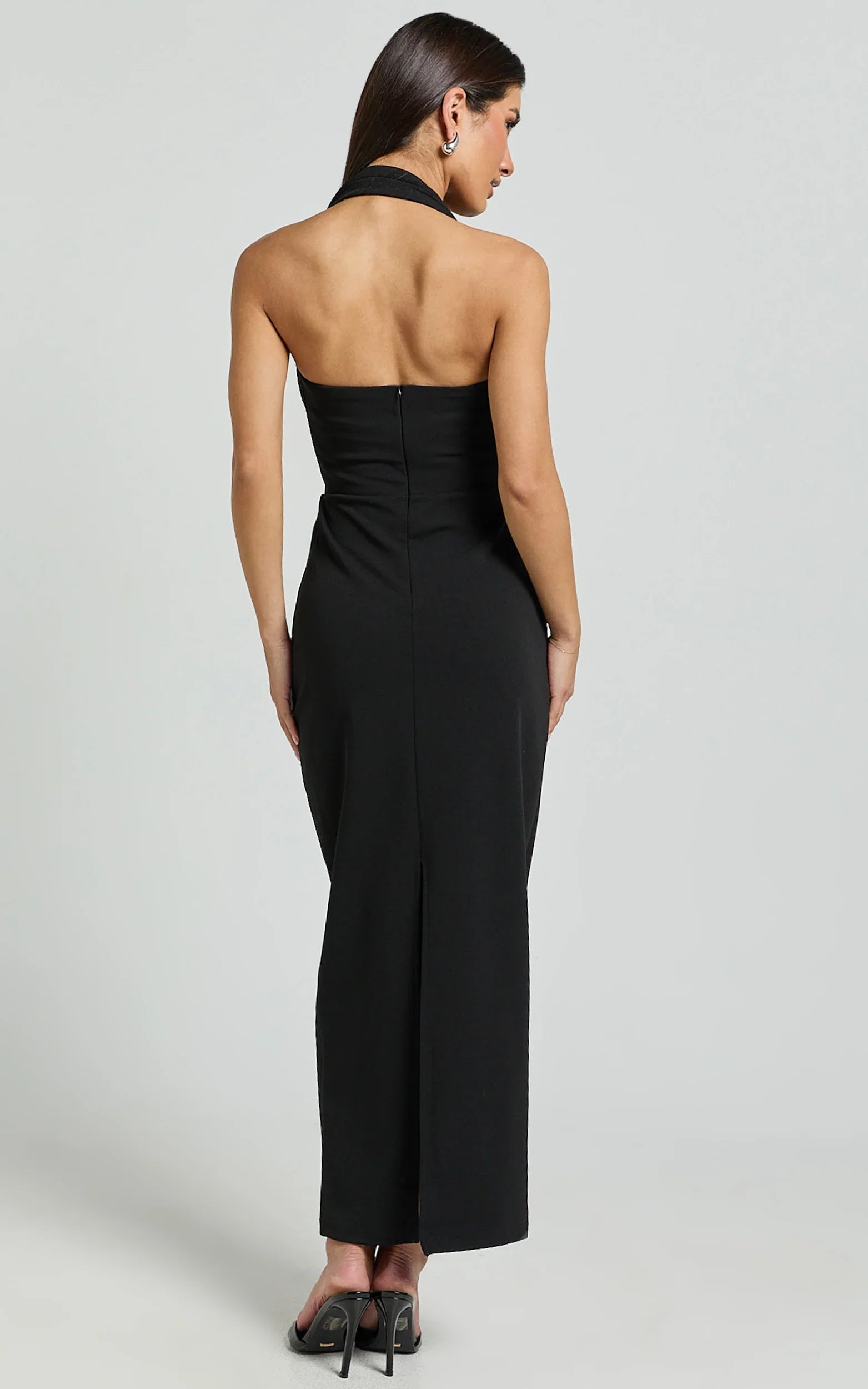 Robe midi Salomé - Robe colonne à col montant noire
