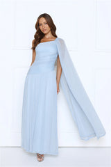 Robe longue asymétrique Midnight Spin bleue