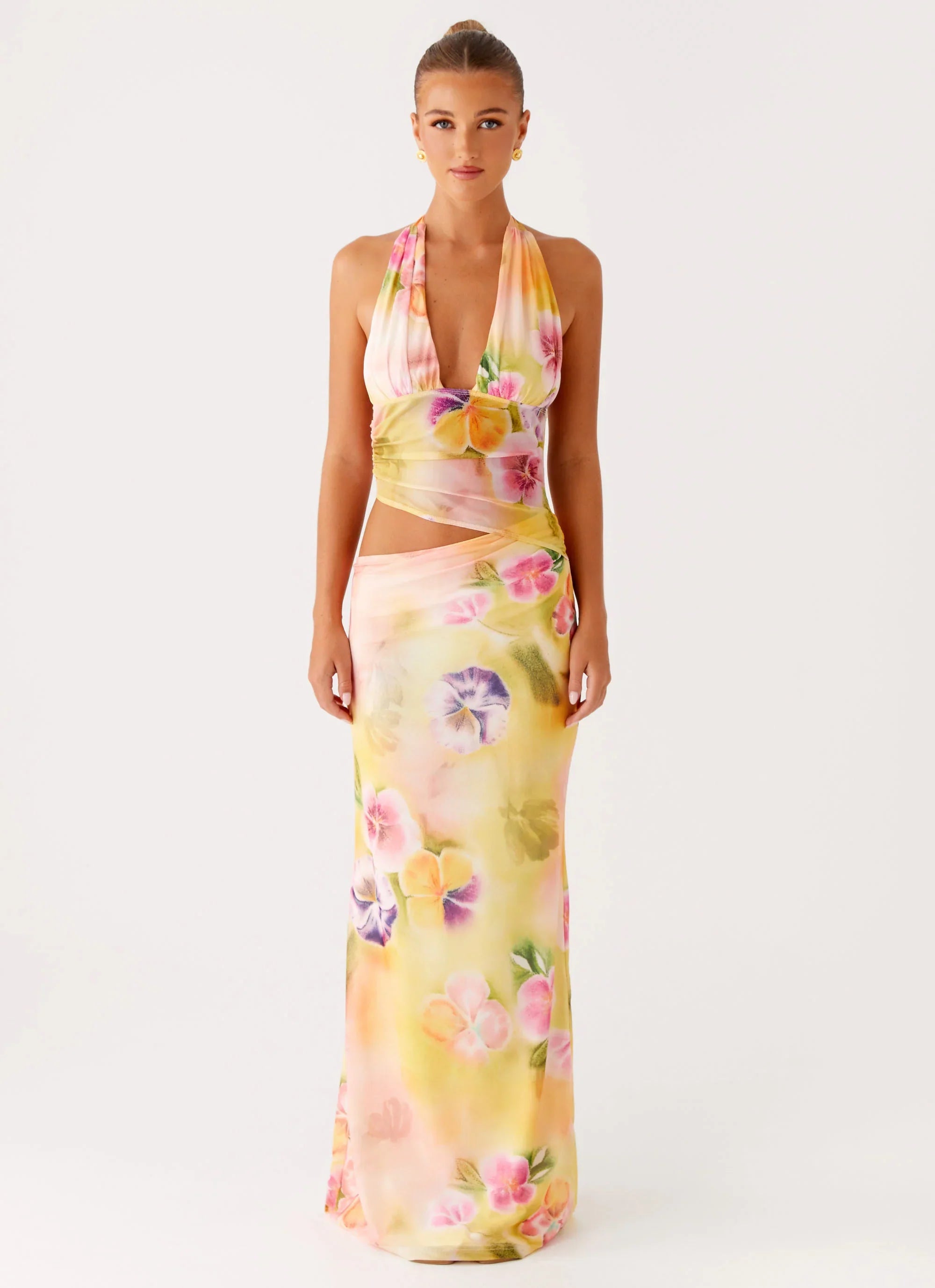 Robe longue dos-nu Main Act - Imprimé fleuri éclatant