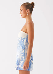Mini-robe bustier Denby - Imprimé floral bleu