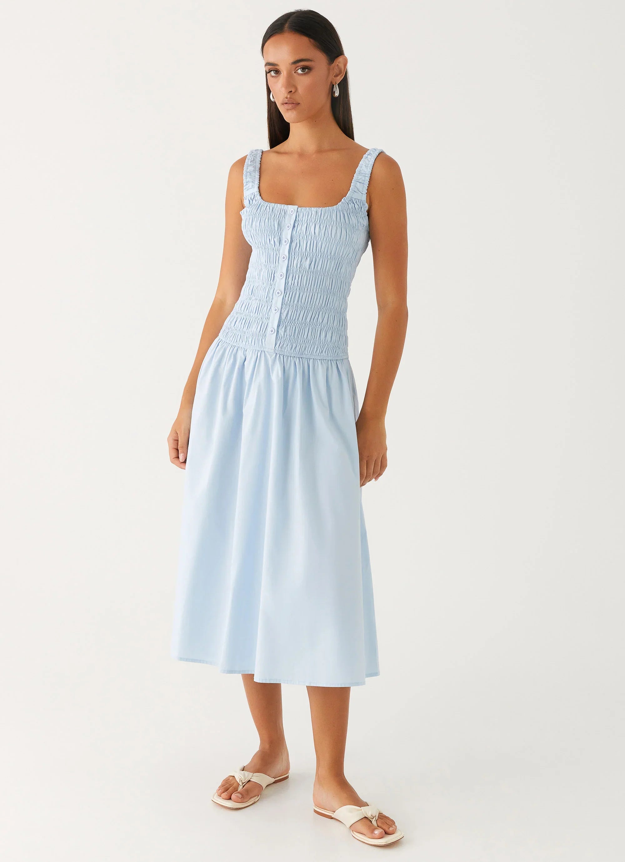 Robe Midi Wildflower - Bleu