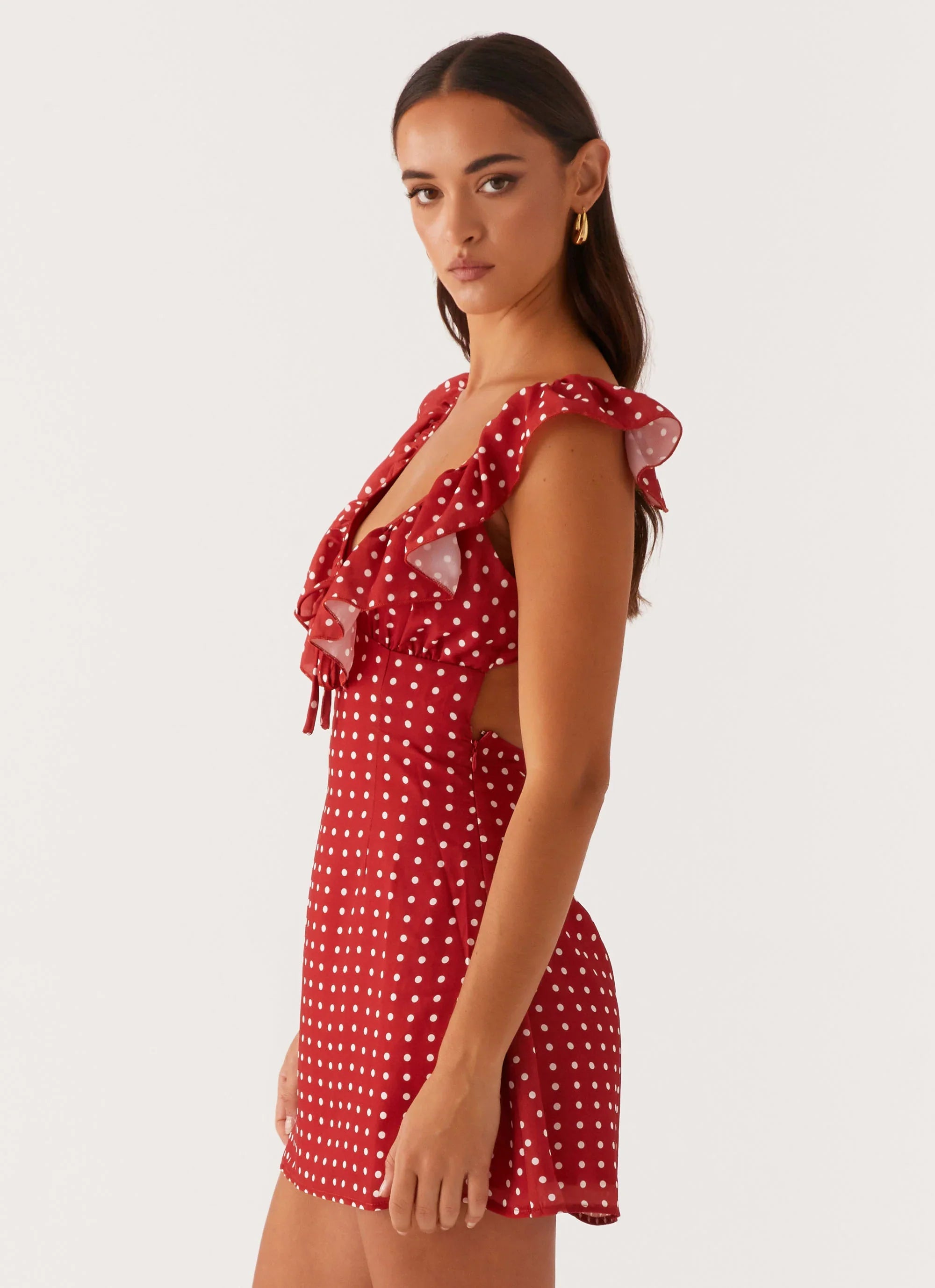 Mini-robe Adrina à volants - Rouge à pois