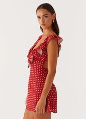 Mini-robe Adrina à volants - Rouge à pois