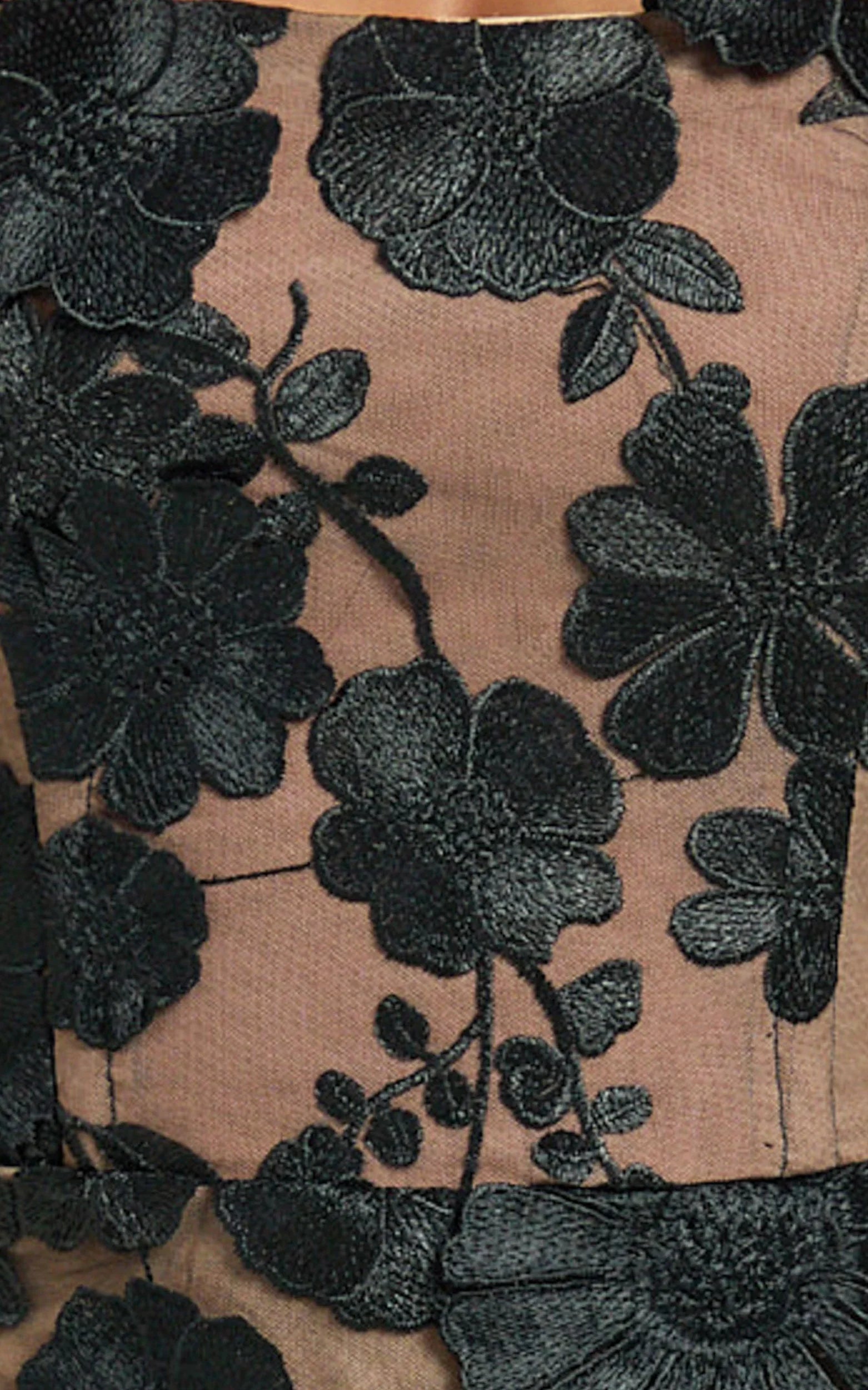 Robe longue Sienna - Robe colonne bustier noire à fleurs 3D
