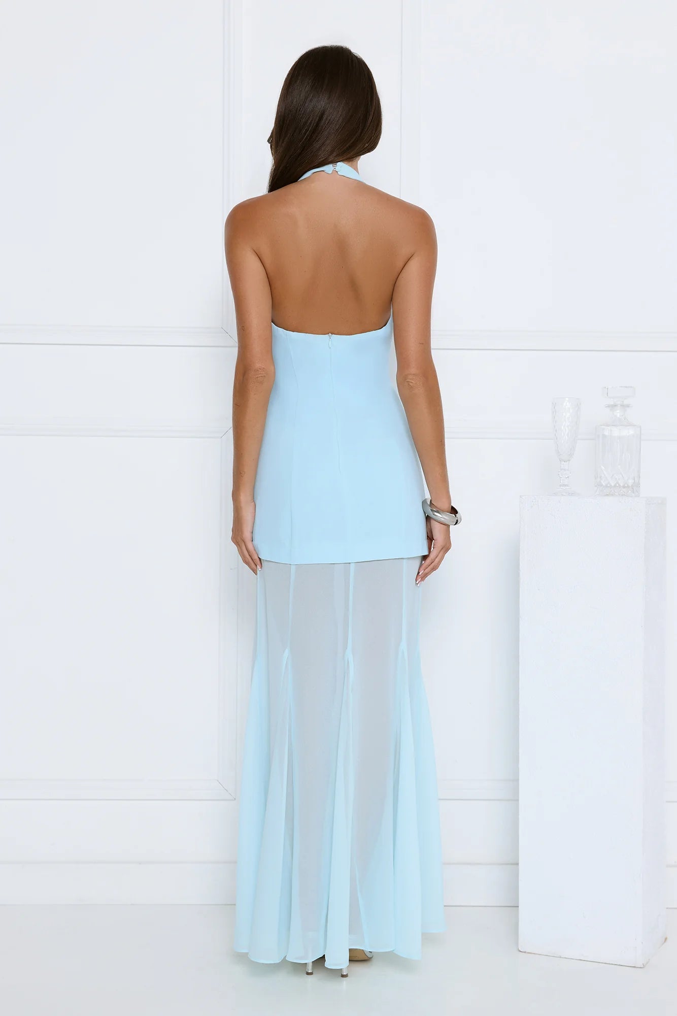 Robe longue dos nu Diamond District bleue