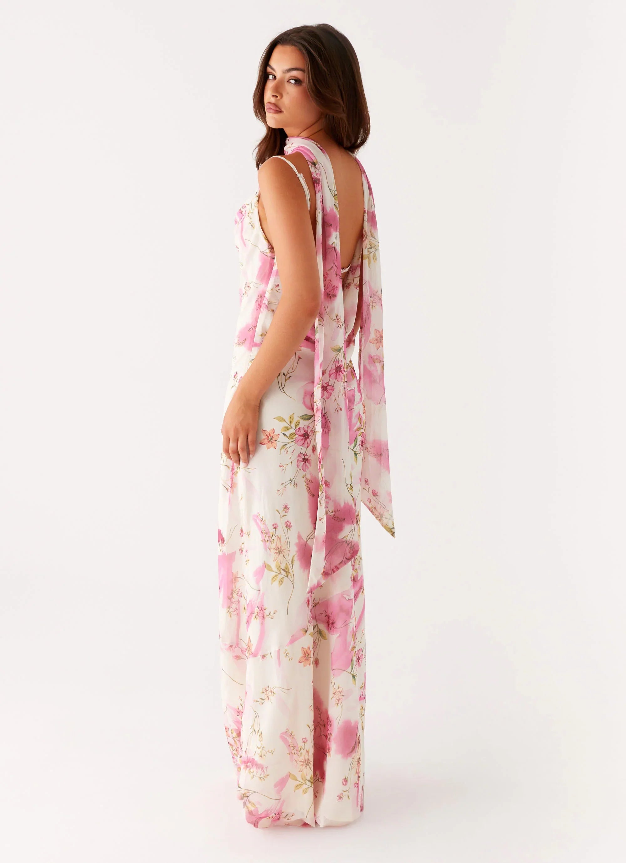Robe longue Spencer – Imprimé floral ivoire