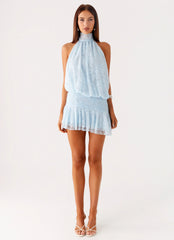 Mini-robe en dentelle Willow - Bleu