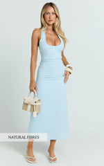 Robe midi Murray - Robe dos nu décolleté plongeant en bleu pâle