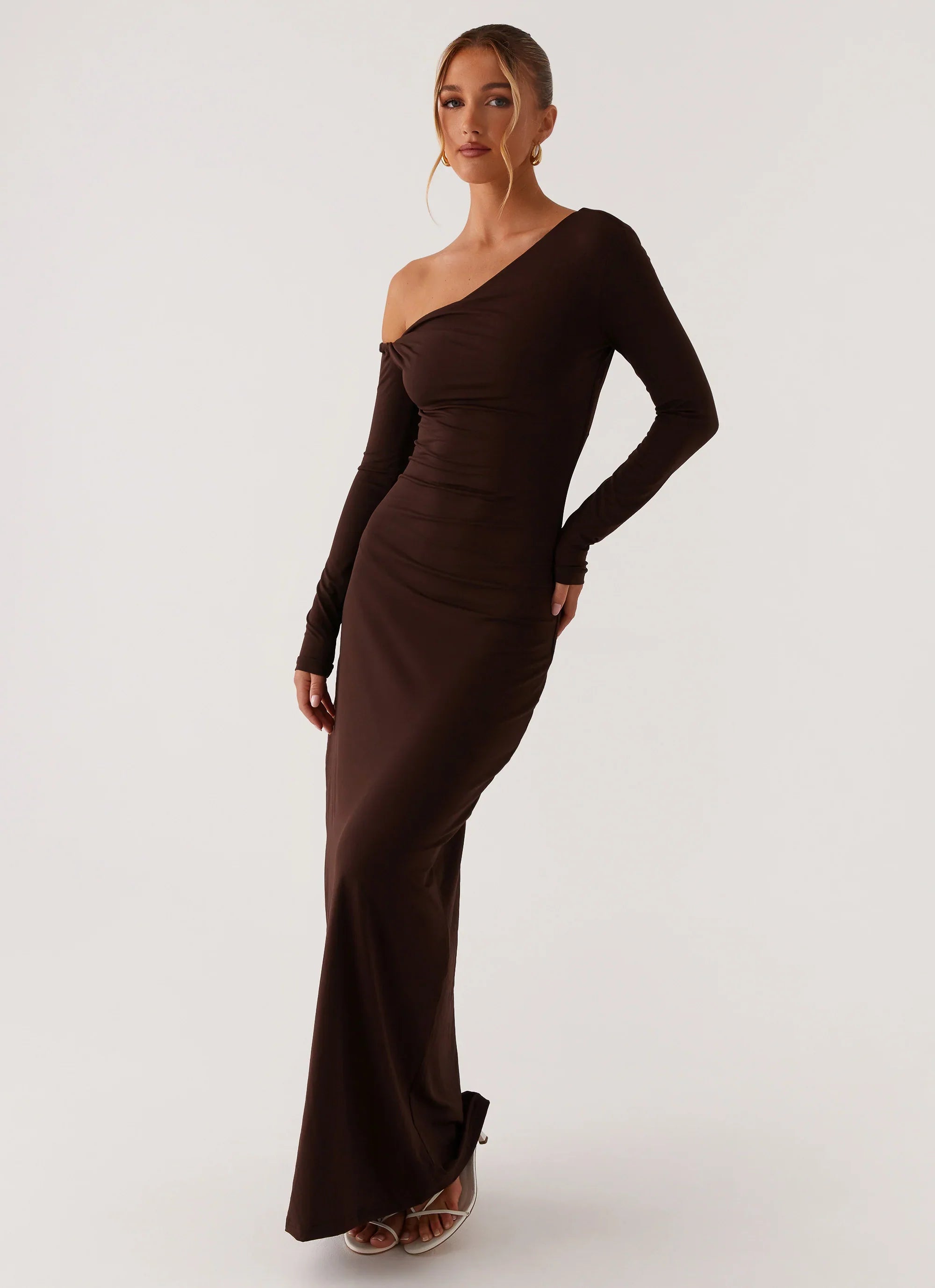 Robe longue torsadée Jordana - Marron