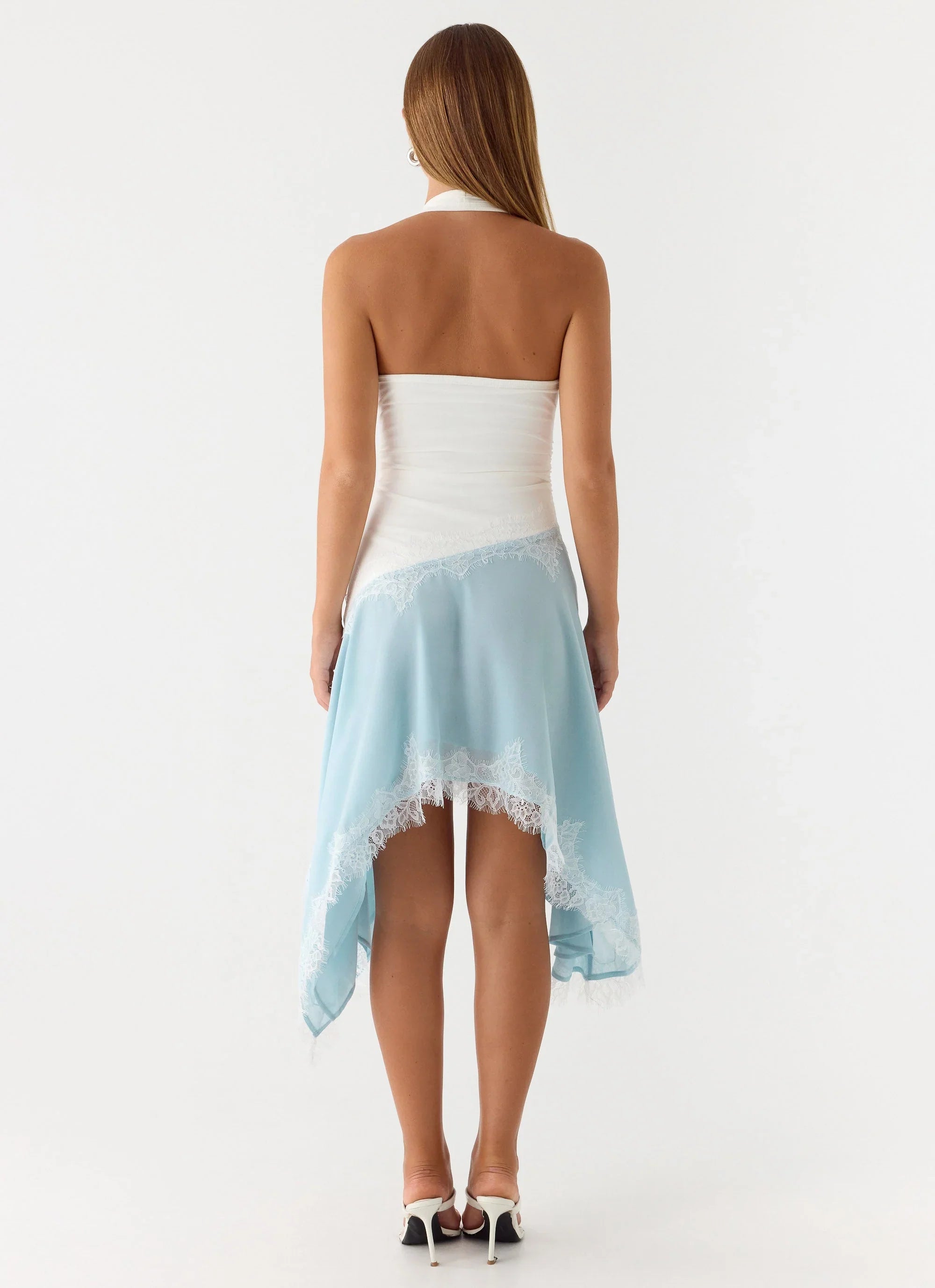 Robe midi Brionee – Bleu pâle et blanc