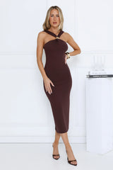 Robe longue Nuits Dorées marron