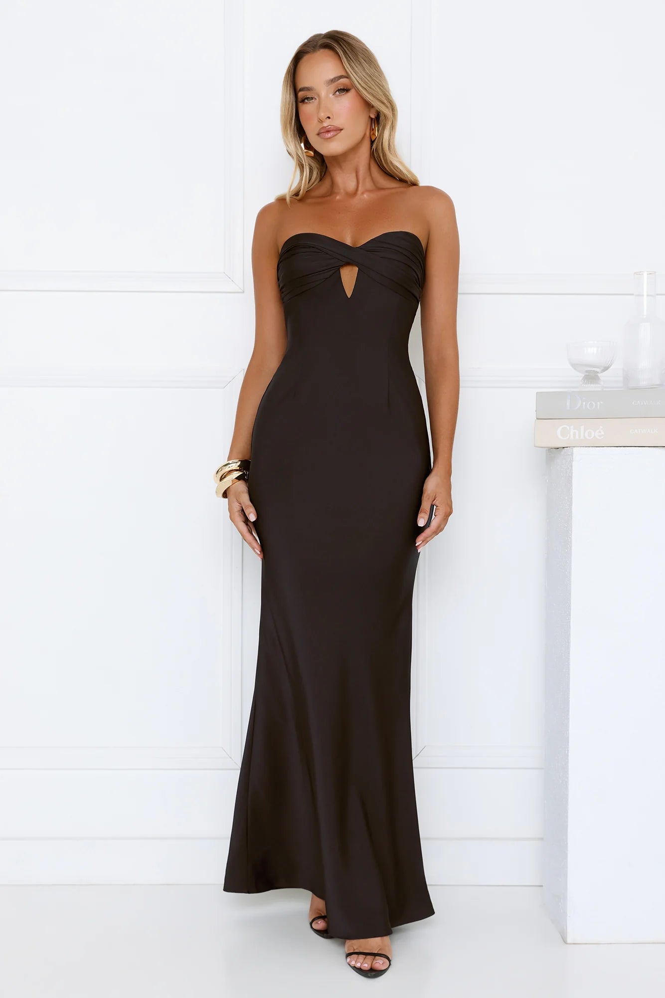 Robe longue bustier Silken Aurora noire
