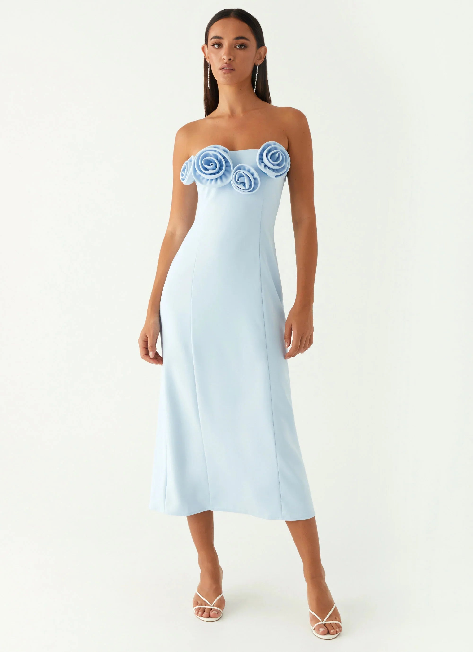 Robe midi sans bretelles Patsie - Bleue