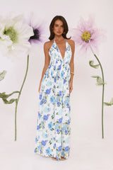 Robe longue dos nu Garden Of Light bleue