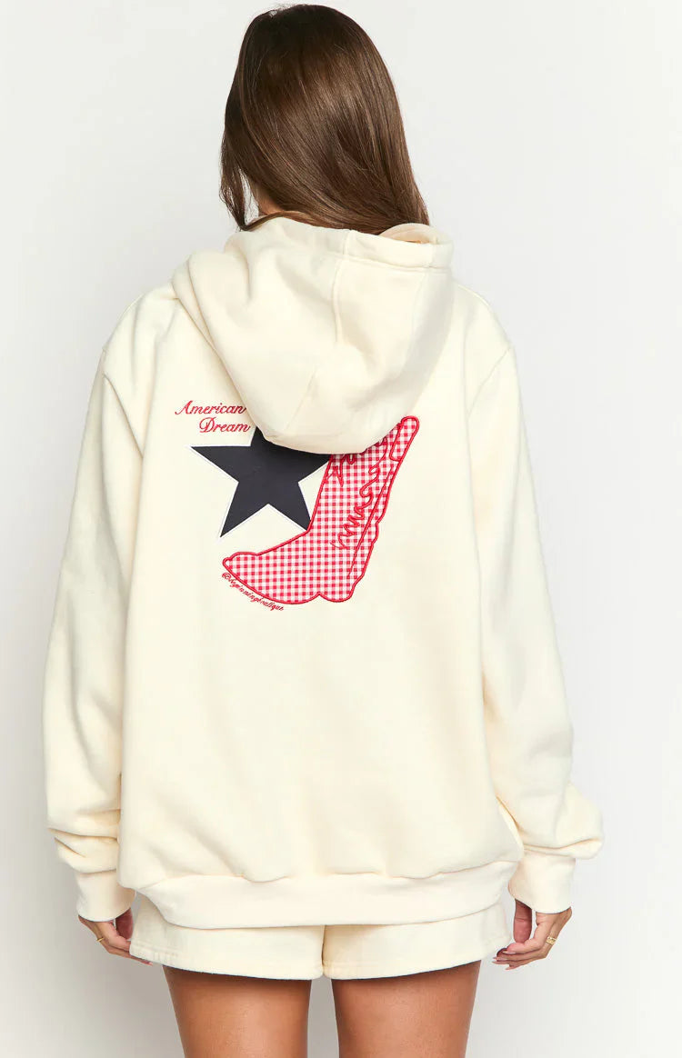 Sweat à capuche American Dream crème