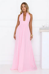 Robe longue rose Rosé Opulence à encolure dos nu