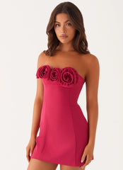 Robe Courte Sans Bretelles Patsie - Fuchsia