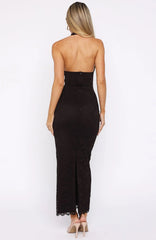 Robe longue Destiny en dentelle chocolat