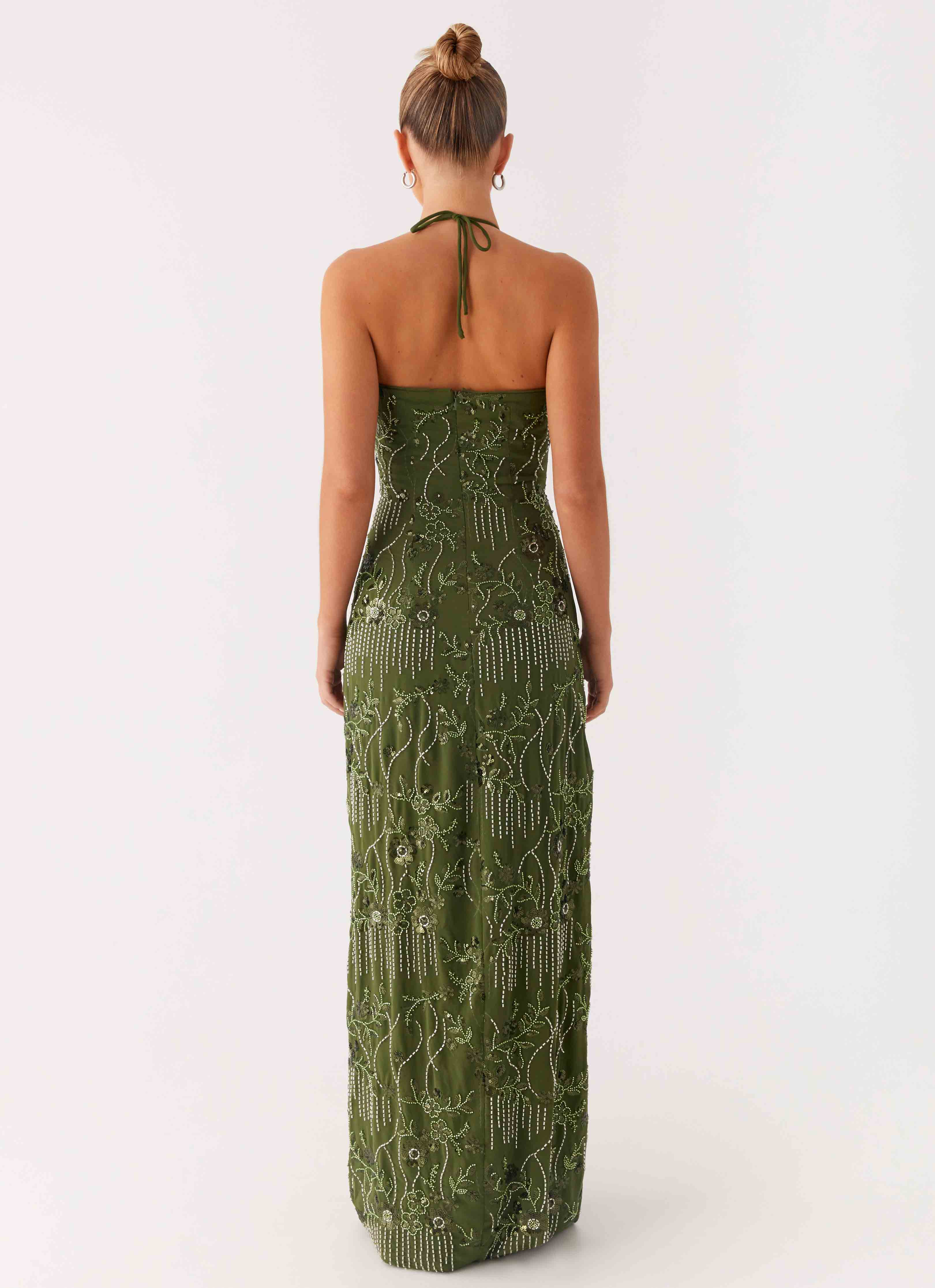 Robe longue perlée Phoenicia - Kaki