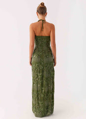 Robe longue perlée Phoenicia - Kaki