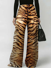 Women's Retro Leopard Art Print Casual Stylish Hollow Denim Pants