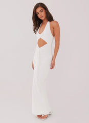 Robe longue à volants Allanna - Blanc