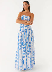 Robe longue Carmel - Vague fleurie