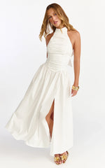 Robe midi Anya - Robe blanche dos nu froncée à taille basse