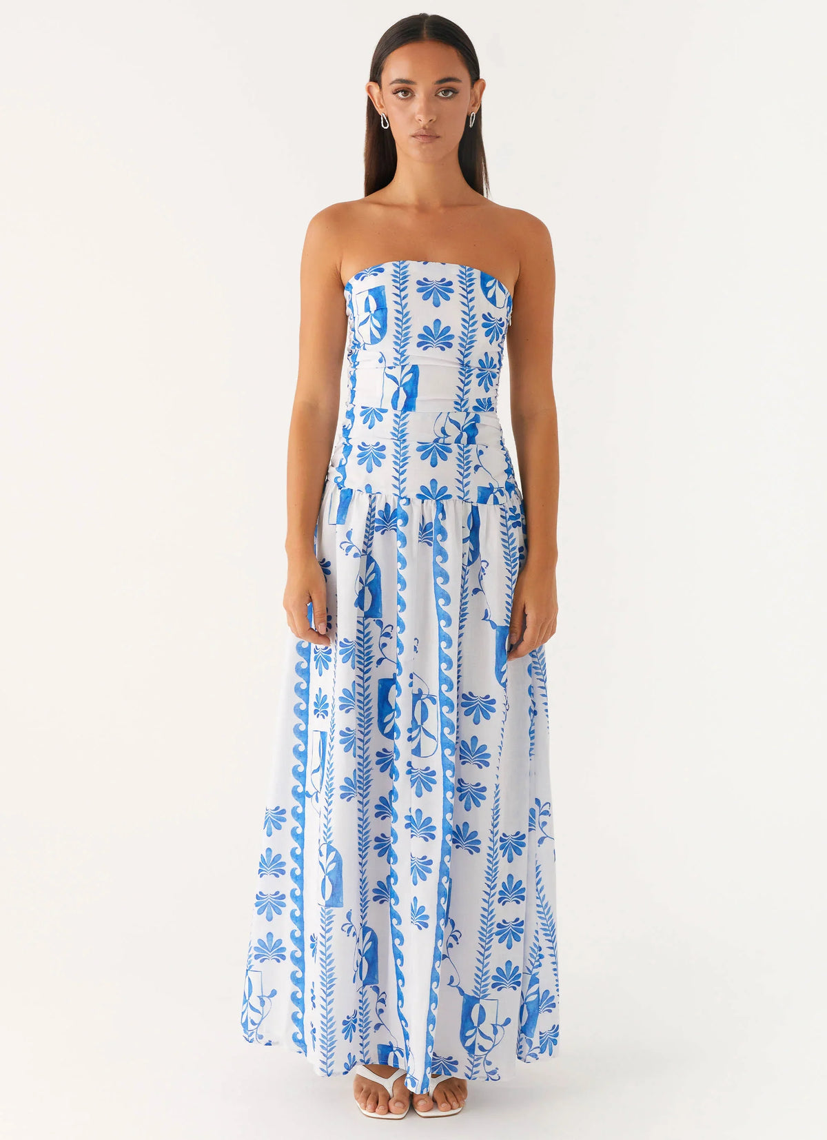 Robe longue Carmel - Vague fleurie