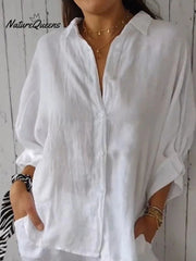 Women'sCotton & LinenCasual Tie-backShirt