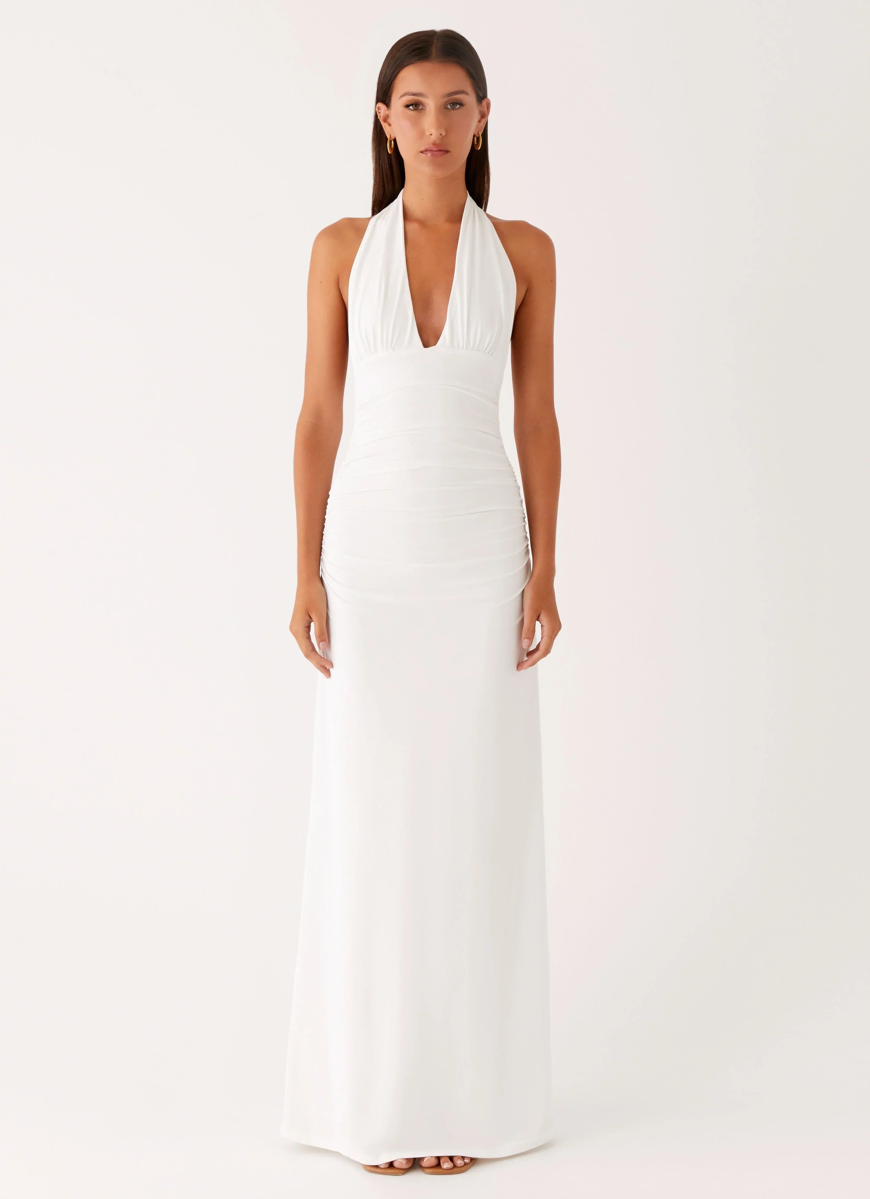 Robe longue Ilaria à col noué - Blanc