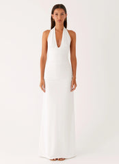 Robe longue Ilaria à col noué - Blanc
