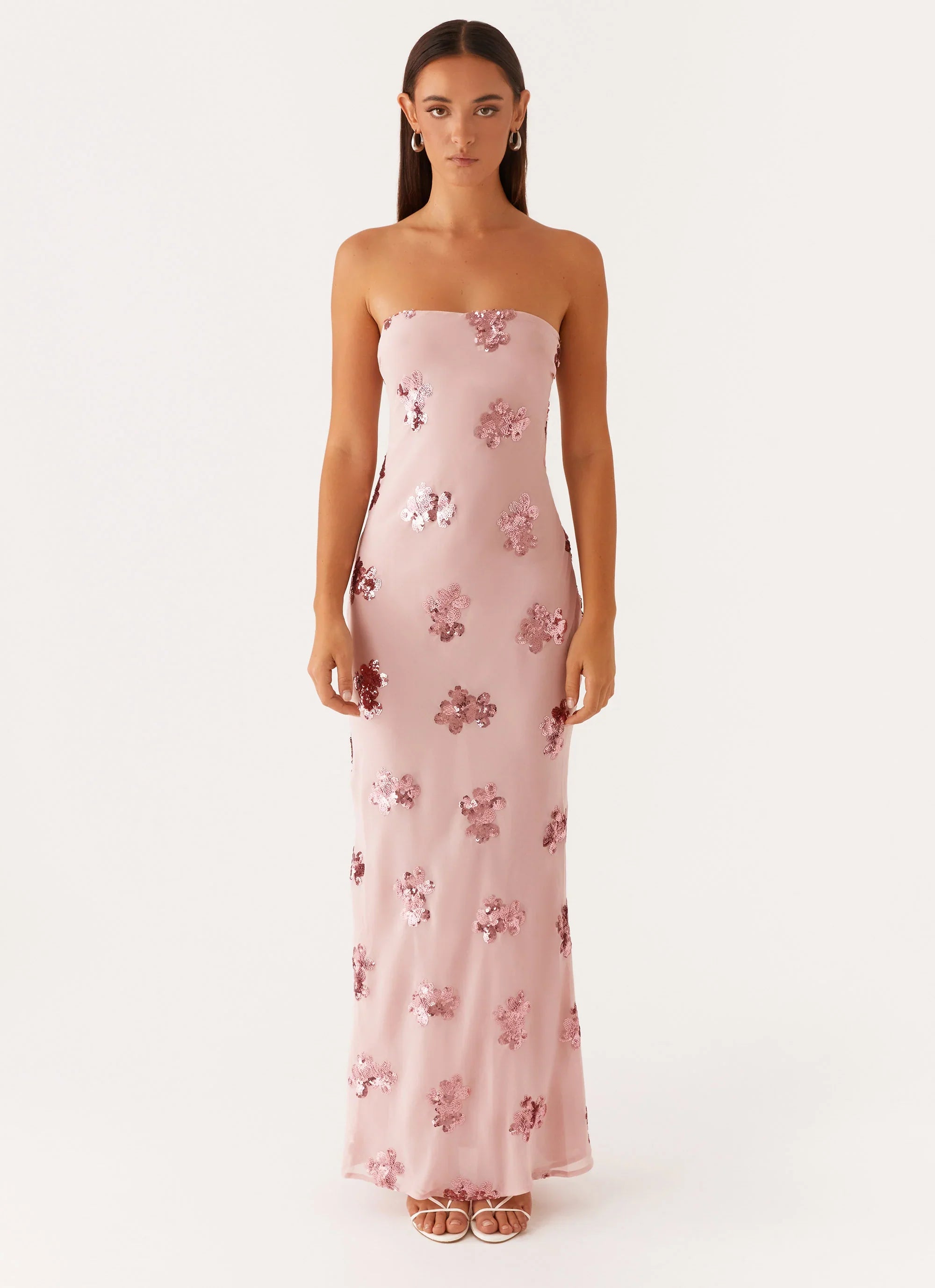 Robe longue à sequins Sweet Escape - Rose poudré