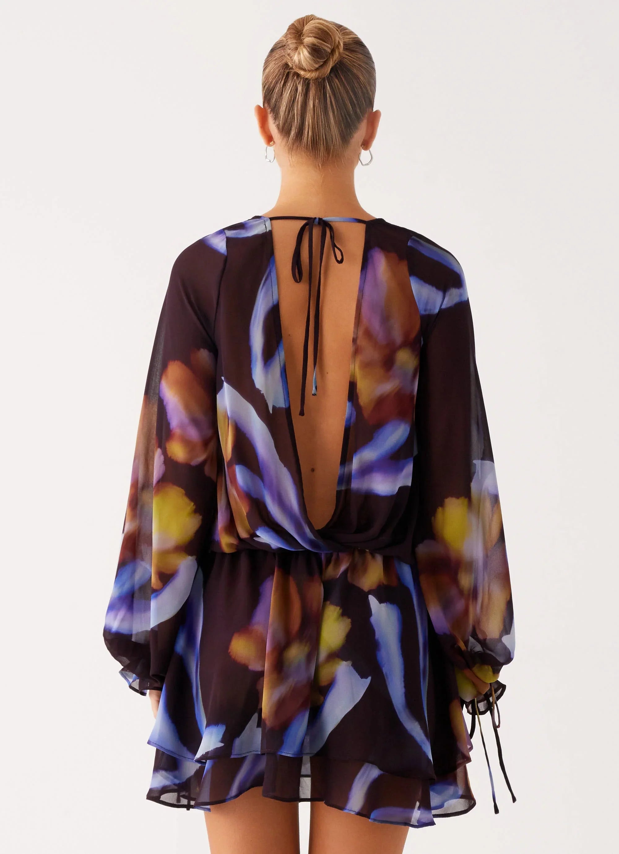 Mini-robe à manches longues Passion - Imprimé floral foncé