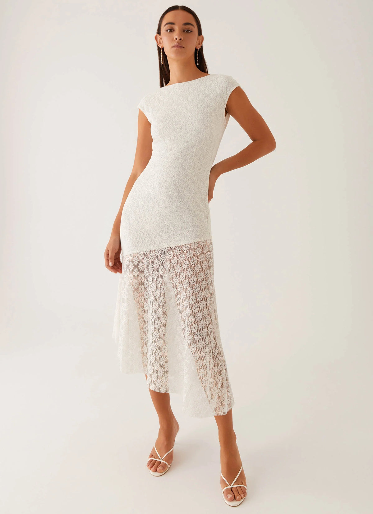 Robe midi Arielle à dos ouvert - Blanc