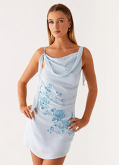 Mini robe perles Lily - Bleu pastel