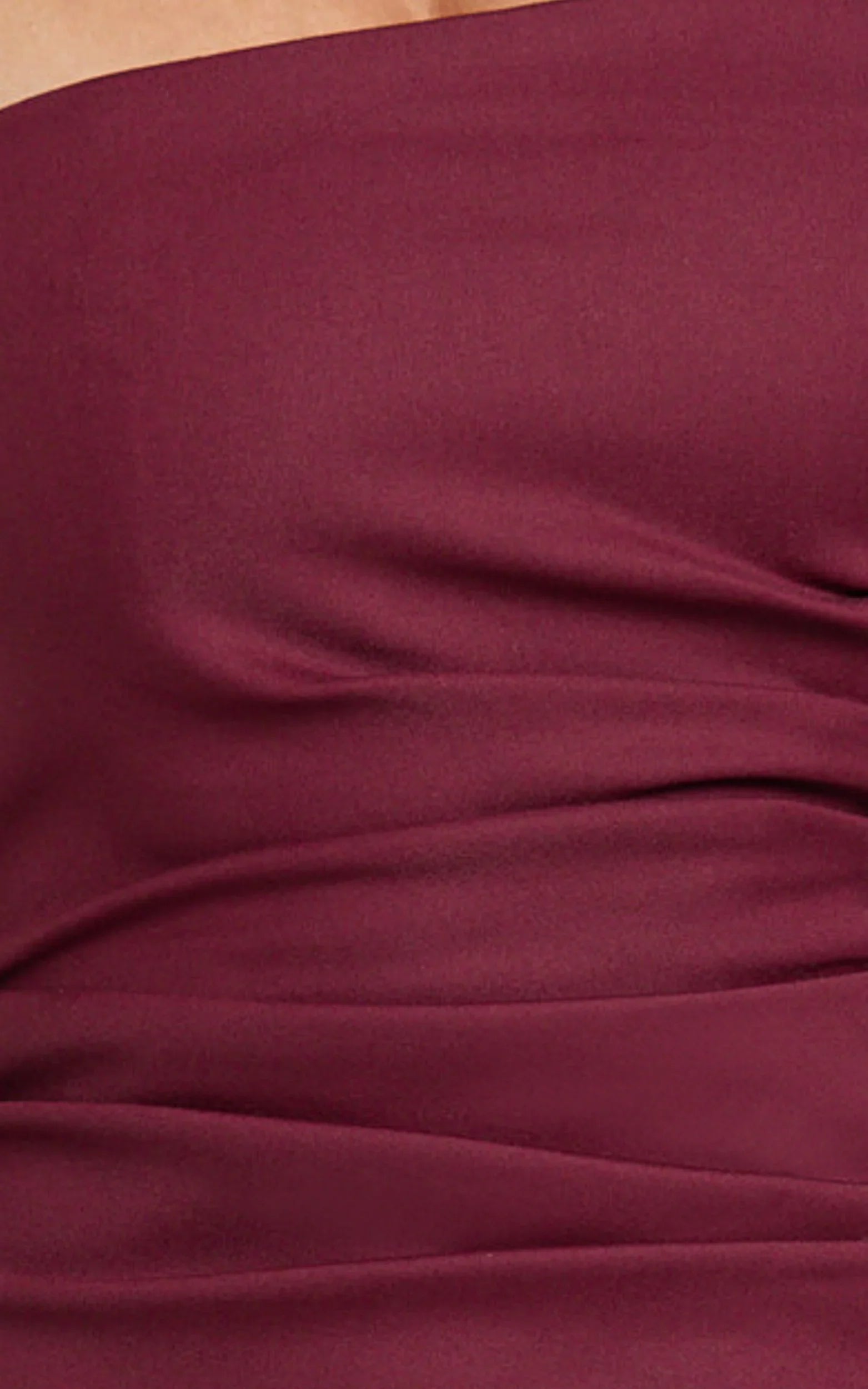 Robe longue Jamie - Robe colonne ajustée drapée sans bretelles couleur vin