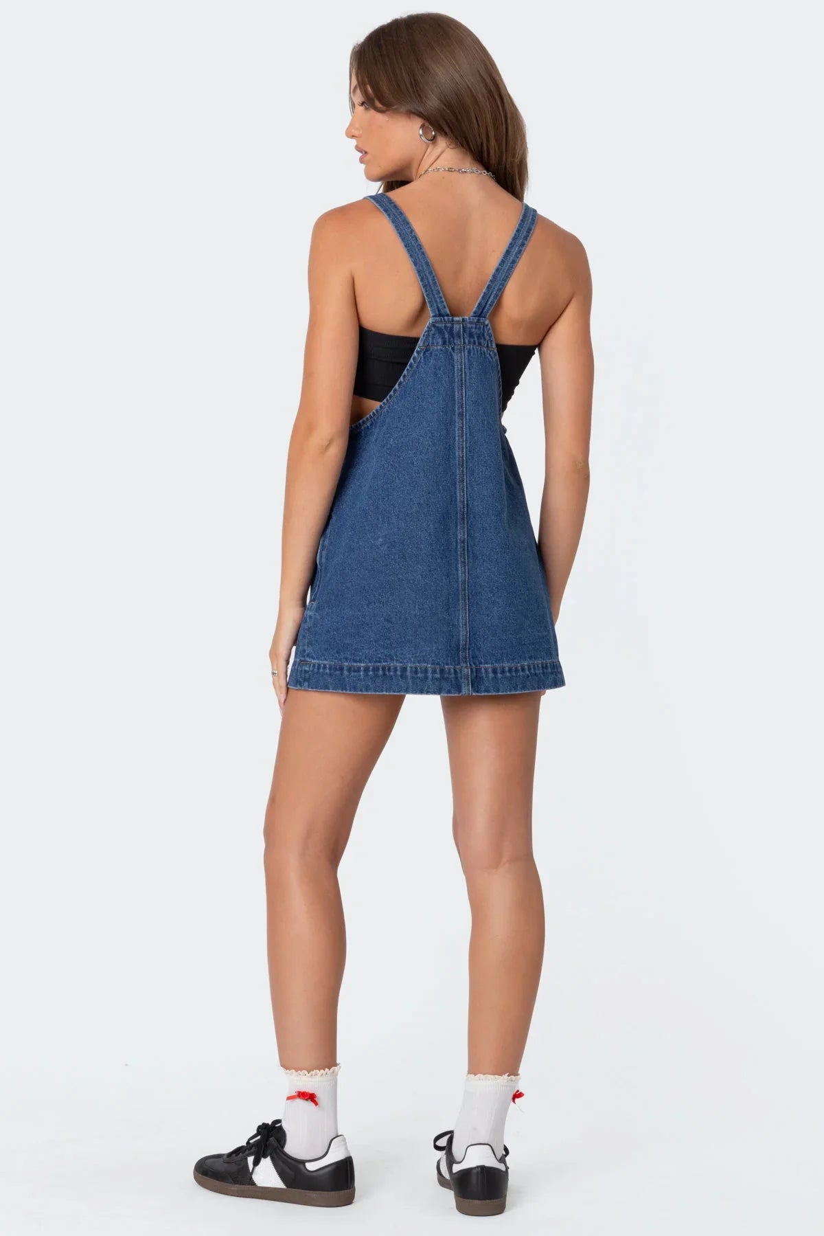 Mini-robe salopette en jean