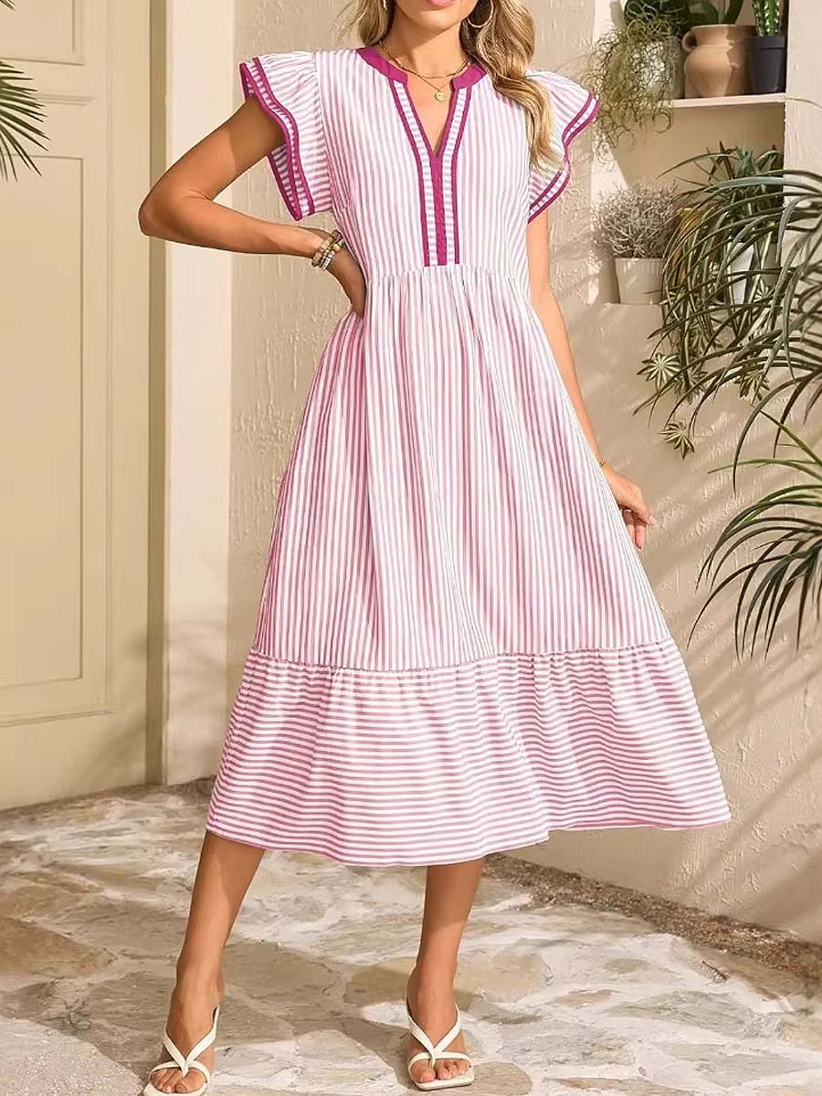 Women's Striped Art Casual Elegant Stylish Short Sleeve Dress