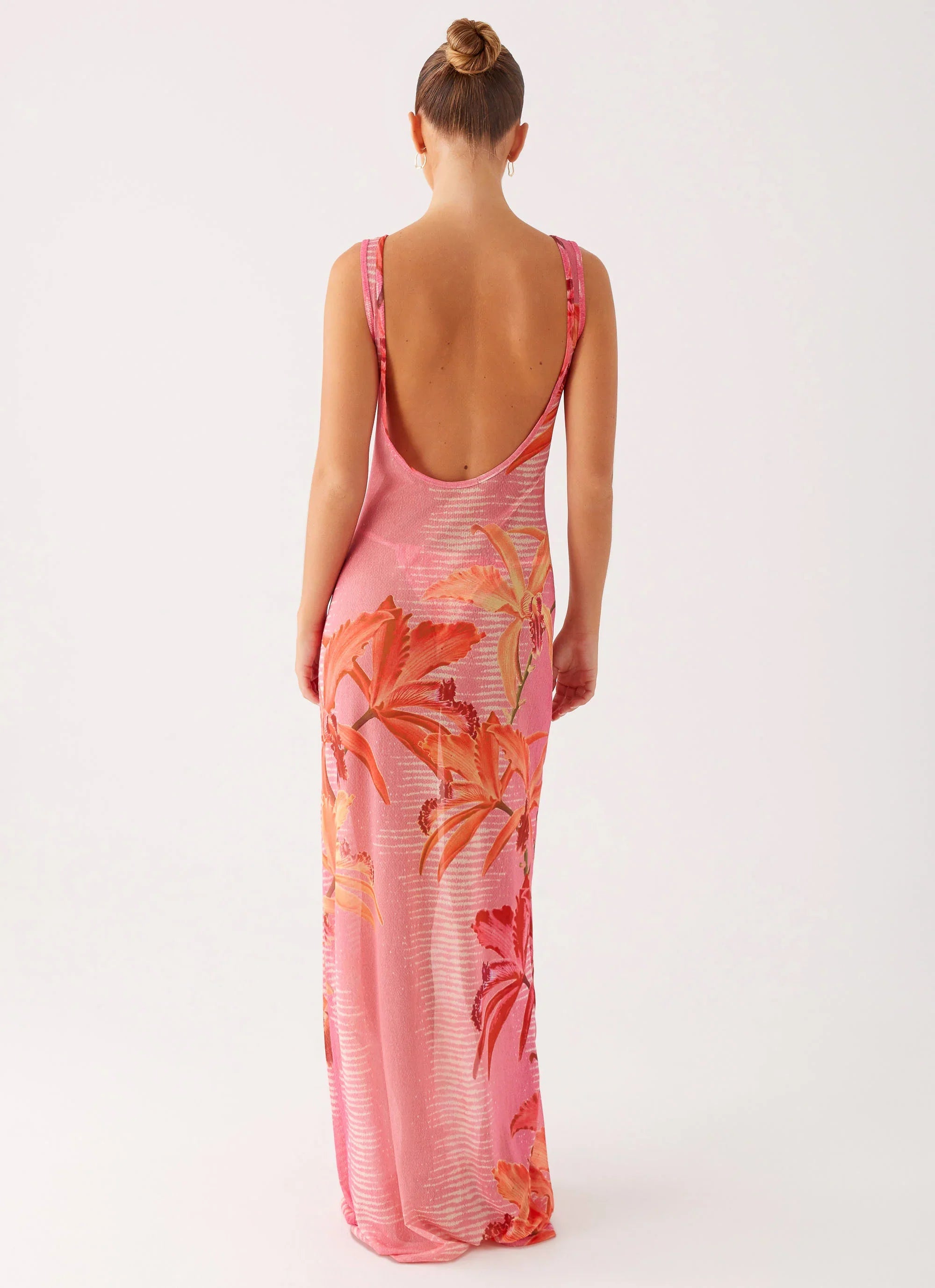 Robe longue Sorella - Imprimé rose tropical