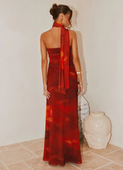 Robe longue Songbird - Flou écarlate