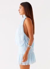 Mini-robe en dentelle Willow - Bleu