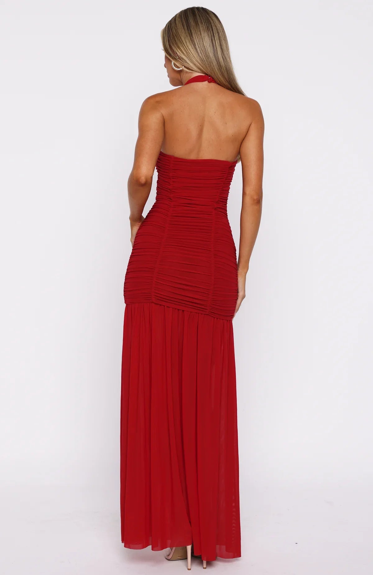Robe longue dos-nu rouge foncé Unbothered Always