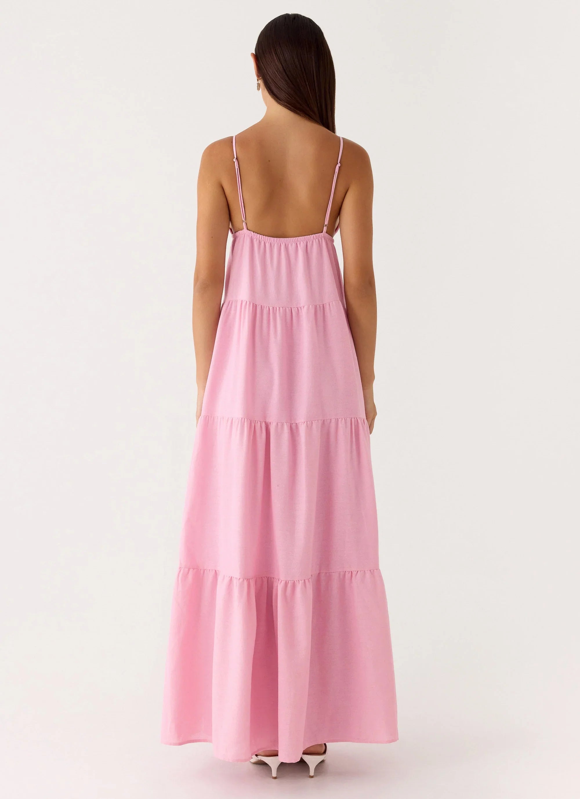 Robe longue en lin Lotty - Rose