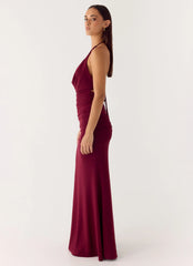 Robe longue yeux fermés - Cerise noire