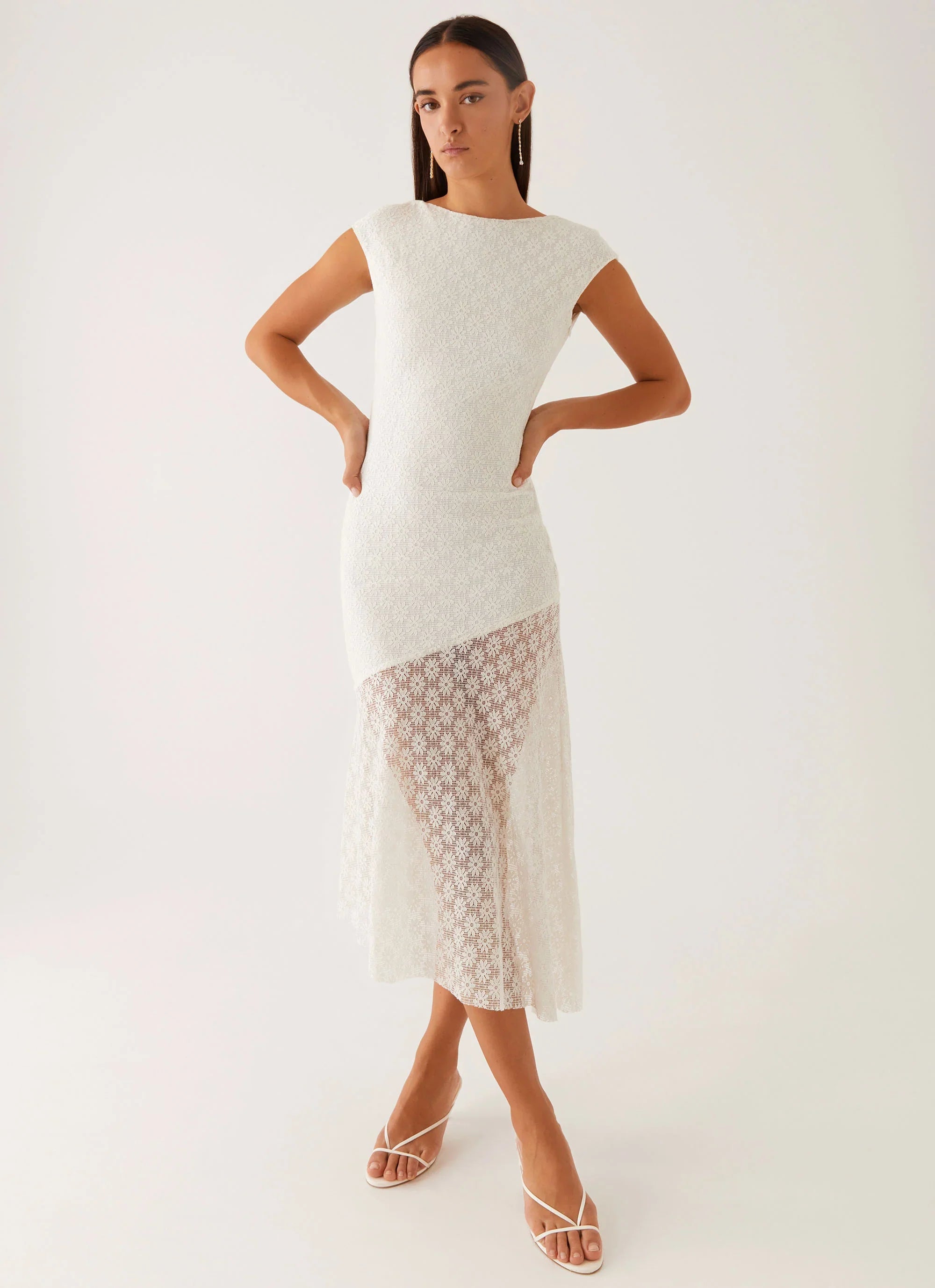 Robe midi Arielle à dos ouvert - Blanc