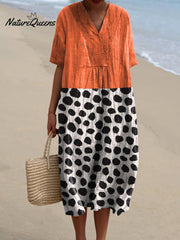 Contemporary Style Minimalist Art Printed Women's Flowy Dress