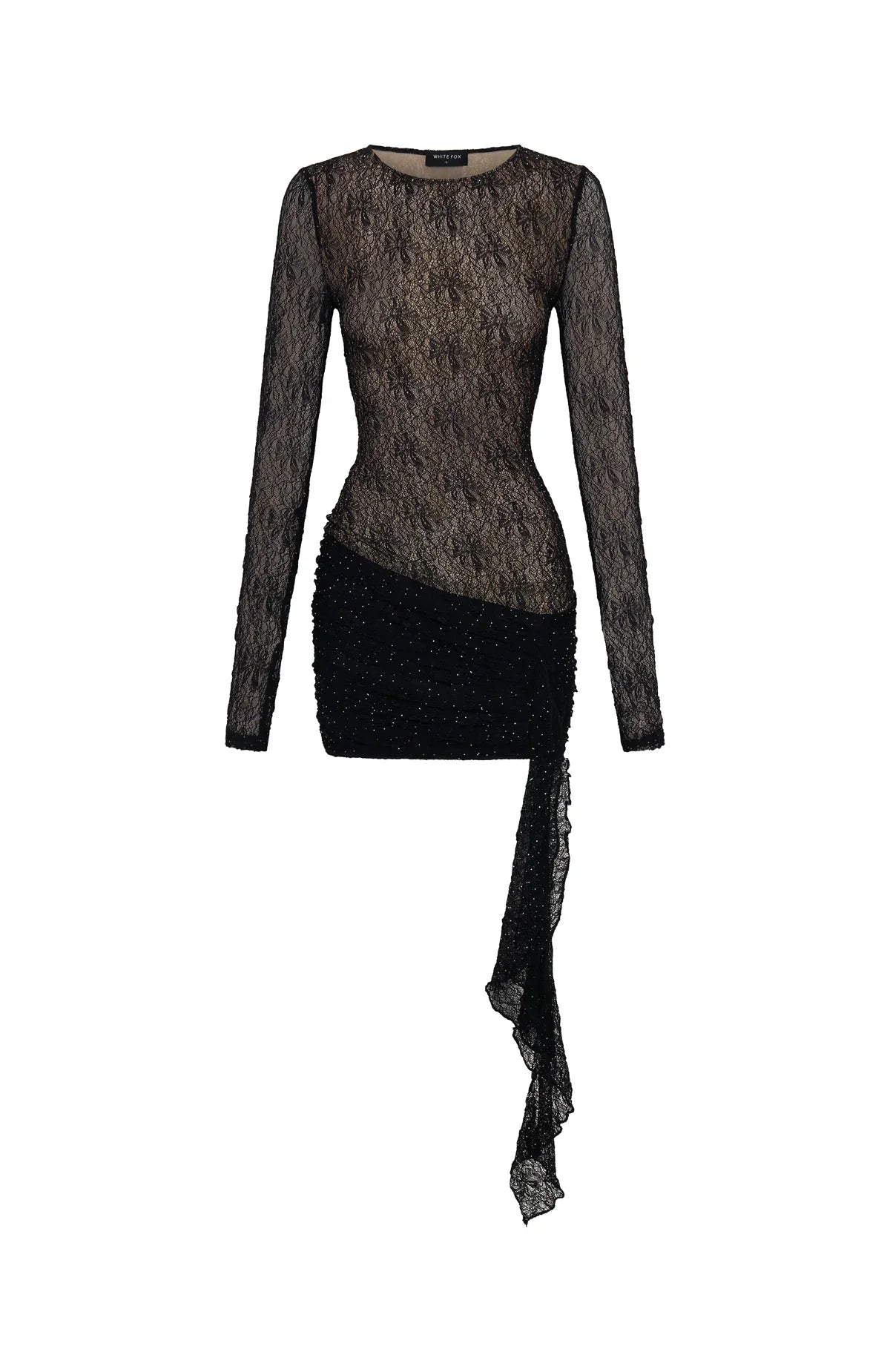 Mini-robe noire à manches longues scintillante
